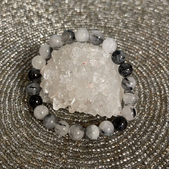 Tourmaline Quartz Bracelet Handmade Natural Gems - Picture 2 of 3